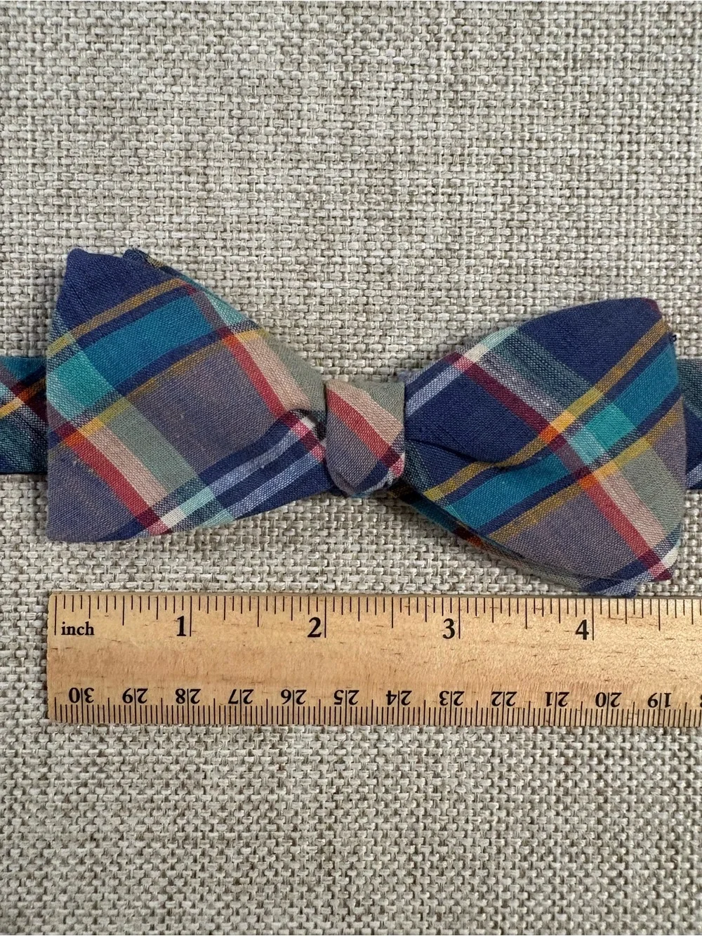Vintage Reys & Rockwood Madras Bow Tie Cummerbund Set Cotton Plaid